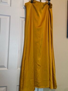Mustard Yellow Satin Maxi Skirt